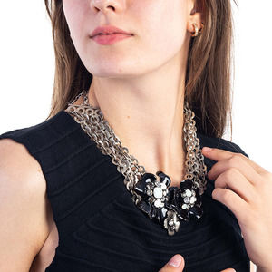 PHILIPPE AUDIBERT BLACK, SILVER, WHITE EVENING NECKLACE | WOMENS
